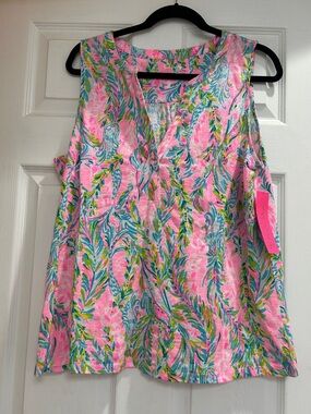 NWT Lilly Pulitzer Pink Multi Tropical Print Top